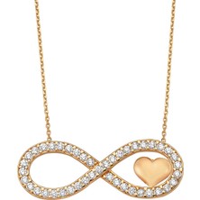 Altın Sepeti  Rose Gümüş Sonsuzluklu Kalp Kolye G862KLR2