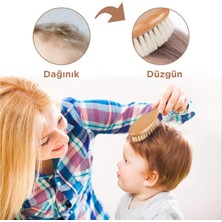 Miningaa Doğal Keçi Kılı Fırça, Ahşap Masaj Tarağı ve Tahta tarak 3'lü Kutu Seti