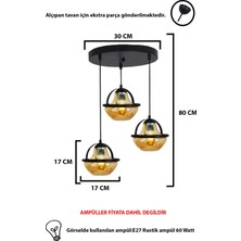 Taşcan Aydınlatma Jupiter 3 Lü Siyah Tepsili Lüks Özel Tasarım AVIZE-(2044-B)