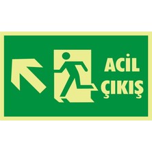 İzmir Serigrafi Fotolümen Acil Çıkış (Sol Yukarı) 2.6 mm PVC Uyarı Levhası 15 x 30 cm