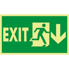 İzmir Serigrafi Fotolümen Exit (Sağ Aşağı) 2.6 mm PVC Uyarı Levhası 15 x 30 cm