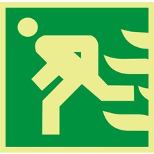 İzmir Serigrafi Fotolümen Yangın Çıkışı (Sol / Resim) 2.6 mm PVC Uyarı Levhası 20 x 20 cm