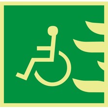 İzmir Serigrafi Fotolümen Yangın Çıkışı Engelli-Sol (Resim) 2.6 mm PVC Uyarı Levhası 20 x 20 cm