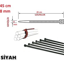 45cm x 8mm Plastik Cırt Kelepçe ( Kablo Bağı) Siyah