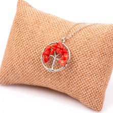 Taş Sandığı Mercan Taşı Hayat Ağacı Kolye