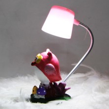 Hediyekanalı Yalnızlık Çeken Pembe Baykuş Pembe Masa Gece Lambası Işıklı Biblo
