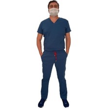 Emel Tekstil Likralı Üniforma Doktor Hemşire Asistan Personel V Yakalı Takım