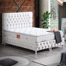 Setay Roma Tek Kişilik Baza Başlık Real Pedli Yatak Seti - Krem