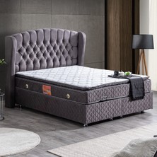 Setay Nice Çift Kişilik Baza Başlık Real Pedli Yatak Seti - Antrasit