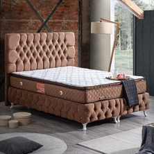 Setay Roma Tek Kişilik Baza Başlık Real Pedli Yatak Seti - Kahverengi