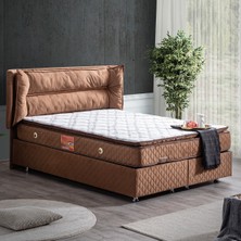 Setay Barselona Çift Kişilik Baza Başlık Real Pedli Yatak Seti, Kahve