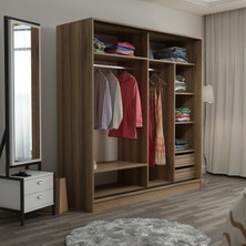 Minar Kale 2 Kapaklı Sürgülü Dolap 180 Cm - Dore/Royal Mermer