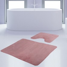 Bonny Home 2'li Unicolor Pembe Kaymaz Taban Banyo Paspası & Halısı Seti
