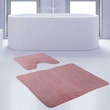 Bonny Home 2'li Unicolor Pembe Kaymaz Taban Banyo Paspası & Halısı Seti
