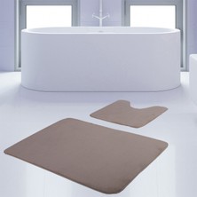 Bonny Home 2'li Unicolor Vizon Kaymaz Taban Banyo Paspası & Halısı Seti