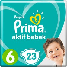 Prima Bebek Bezi Aktif Bebek 6 Beden 23 Adet Ekstra Large İkiz Plus Paket