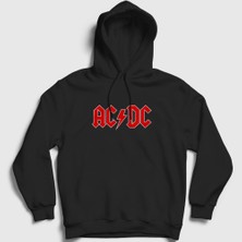 Presmono Unisex Siyah Red AC/DC Kapüşonlu Sweatshirt