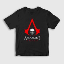 Presmono Unisex Çocuk Siyah Logo Assassin's Creed T-Shirt