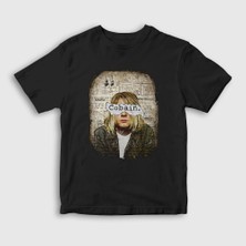 Presmono Unisex Çocuk Siyah Paper Nirvana Kurt Cobain T-Shirt