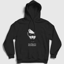 Presmono Unisex Siyah Dark Marilyn Manson Kapüşonlu Sweatshirt