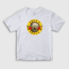 Presmono Unisex Çocuk Beyaz Logo Guns N' Roses T-Shirt