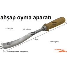 Yıldırım Ahşap Oyma Aparatı 27CM Kuksa Iskarpile Profesyonel Ahşap Oyma Aparatı Etli Çelik Eğri Tip