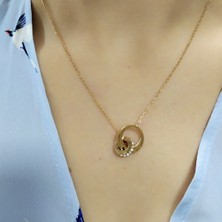 Zaradise Accessories Geçmeli Halka Uçlu Gold Renkli Çelik Kolye