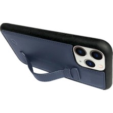 Elae Apple iPhone 12 Pro Deri Stand Özellikli Telefon Kılıfı Koyu Mavi