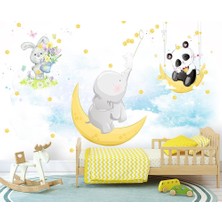 Özel Duvarlar Gökyüzündeki Sevimli Hayvanlar Çocuk Odası Duvar Kağıdı