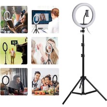 Poyraz Global 10" Halka LED Tripod 200 cm Video Selfie Stüdyo Makyaj Işığı Selfi Işığı