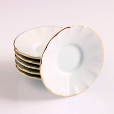 Porland 6 Kişilik Porland Porselen Kahveci Çay Tabağı - Inci Gold