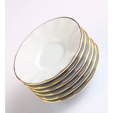 Porland 6 Kişilik Porland Porselen Kahveci Çay Tabağı - Inci Gold