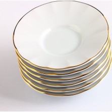 Porland 6 Kişilik Porland Porselen Kahveci Çay Tabağı - Inci Gold