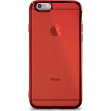 Kzy Apple iPhone 6s Kılıf Renkli Şeffaf Exclusive Silikon Kapak Kırmızı
