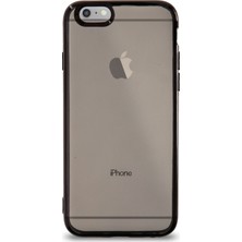 Kzy Apple iPhone 6s Kılıf Renkli Şeffaf Exclusive Silikon Kapak Siyah