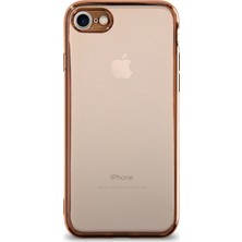Kzy Apple iPhone 7 Kılıf Renkli Şeffaf Kamera Korumalı Exclusive Silikon Kapak Gold