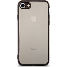 Kzy Apple iPhone 7 Kılıf Renkli Şeffaf Kamera Korumalı Exclusive Silikon Kapak Siyah
