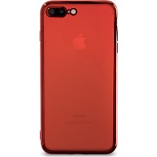 Kzy Apple iPhone 7 Plus Kılıf Renkli Şeffaf Kamera Korumalı Exclusive Silikon Kapak Kırmızı