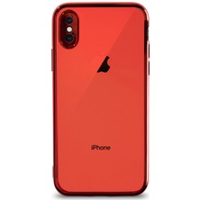 Kzy Apple iPhone Xs Kılıf Renkli Şeffaf Kamera Korumalı Exclusive Silikon Kapak Kırmızı