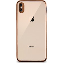 Kzy Apple iPhone Xs Max Kılıf Renkli Şeffaf Kamera Korumalı Exclusive Silikon Kapak Gold