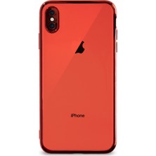 Kzy Apple iPhone Xs Max Kılıf Renkli Şeffaf Kamera Korumalı Exclusive Silikon Kapak Kırmızı