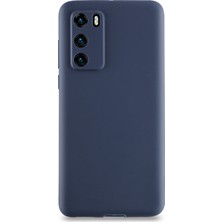 Kzy Huawei P40 Kılıf Kamera Korumalı Premier Silikon Kapak Lacivert