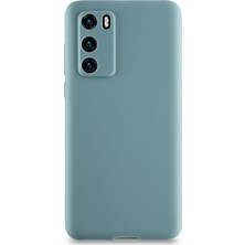 Kzy Huawei P40 Kılıf Kamera Korumalı Premier Silikon Kapak Petrol Mavisi