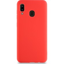 Kzy Samsung Galaxy A20 Kılıf Kamera Korumalı Premier Silikon Kapak Kırmızı