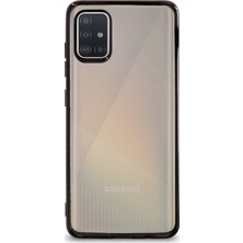 Kzy Samsung Galaxy A51 Kılıf Renkli Şeffaf Exclusive Silikon Kapak Siyah