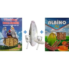 Vitaking + Albino 10LU Box Muhabbet Kuş Ballı Kraker + Organik Mürekkep Balığı Kalamar Kemiği 30G