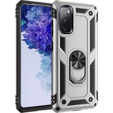 Kzy Samsung Galaxy S20 Fe Kapak Military Yüzüklü Stantlı Panzer Tank Kılıf Gri