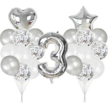 Parti Furyası 3 Yaş Gümüş balon Seti