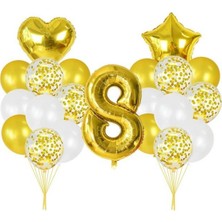 Parti Furyası 8  Yaş Gold  balon Seti
