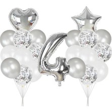 Parti Furyası 4 Yaş Gümüş balon Seti